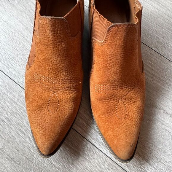 Lucky Brand Joelle Leather Shooties 8.5 M Western Booties Womens Cognac Cowgirl - Picture 4 of 10